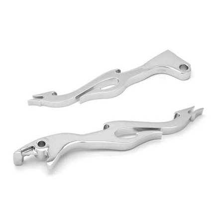 KRATOR Krator HL012-F Honda Aluminum Brake & Clutch Flame Hand Grips Levers; Chrome HL012-F